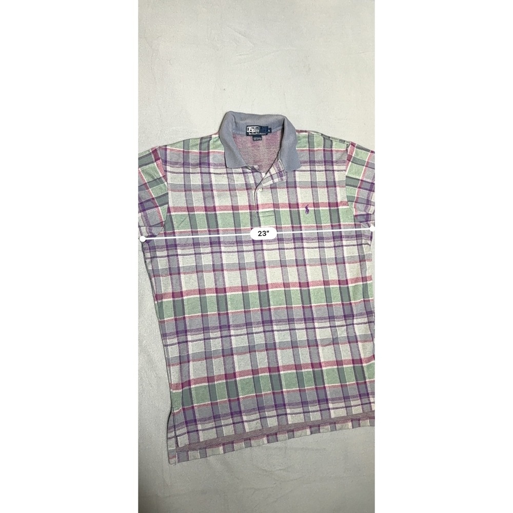 Vintage Polo Ralph Lauren Mens Polo Shirt L Purple Plaid Excellent USA Made - Picture 4 of 8